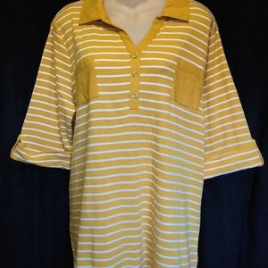 New Directions Roll-Tab Henley Top. NWT